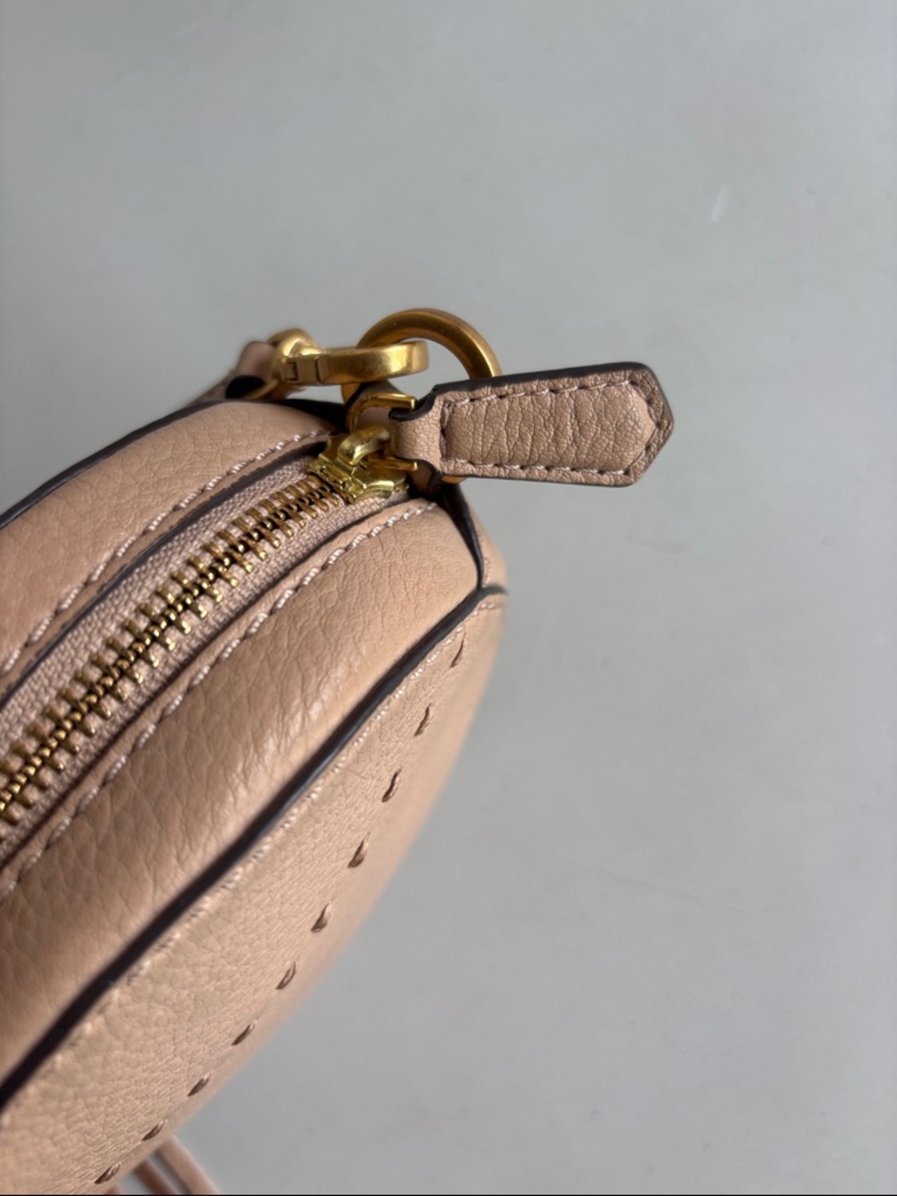 Tory Burch McGraw Blush Beige Pebbled Leather Tassel Crossbody - Picture 8 of 10